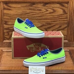Vans Authentic Brite Neon Green Blue Shoes